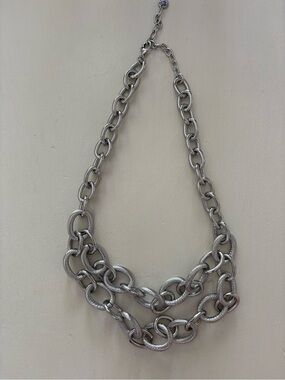 Talbots Silver Chain Necklace – Mixed Link Statement Chain